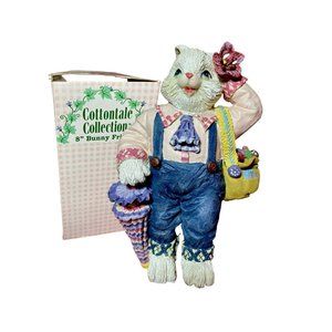 RU_1996 Cottontale Collection Resin Hand Painted Bunny Babies Girl 8" Figuri New